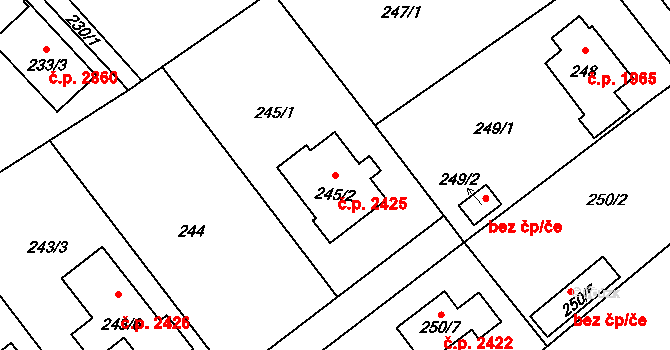 Rožnov pod Radhoštěm 2425 na parcele st. 245/2 v KÚ Tylovice, Katastrální mapa