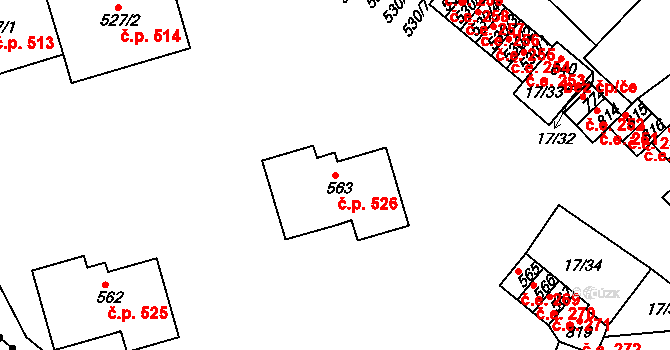 Bohosudov 526, Krupka na parcele st. 563 v KÚ Bohosudov, Katastrální mapa