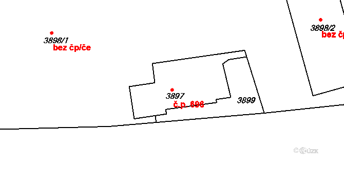 Teplice 696 na parcele st. 3897 v KÚ Teplice, Katastrální mapa