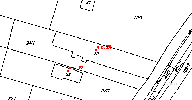 Sedlec 28, Lanžov na parcele st. 29 v KÚ Sedlec u Lanžova, Katastrální mapa
