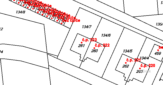 Luby 223, Klatovy na parcele st. 261 v KÚ Luby, Katastrální mapa