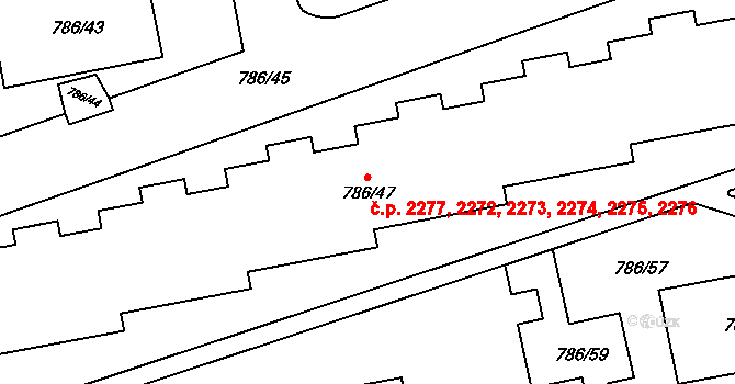 Horní Počernice 2272,2273,2274,2275,, Praha na parcele st. 786/47 v KÚ Horní Počernice, Katastrální mapa