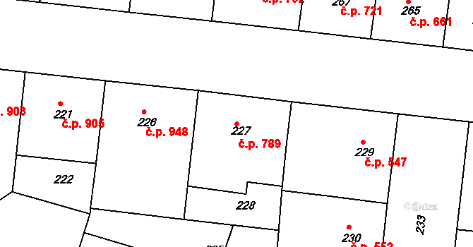 Žižkov 789, Praha na parcele st. 227 v KÚ Žižkov, Katastrální mapa