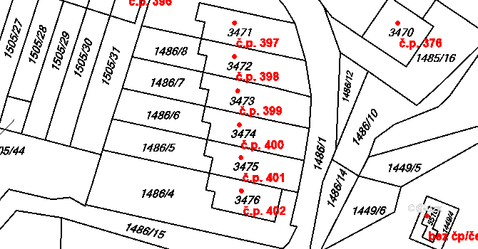 Kryblice 400, Trutnov na parcele st. 3474 v KÚ Trutnov, Katastrální mapa