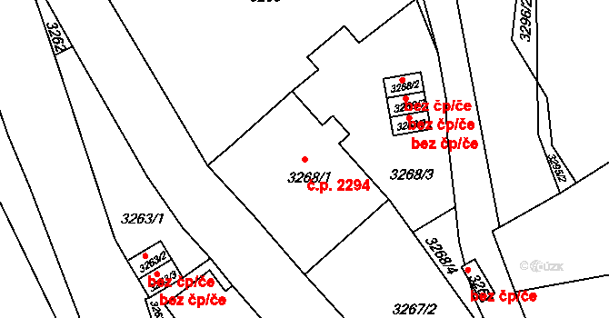 Chomutov 2294 na parcele st. 3268/1 v KÚ Chomutov II, Katastrální mapa
