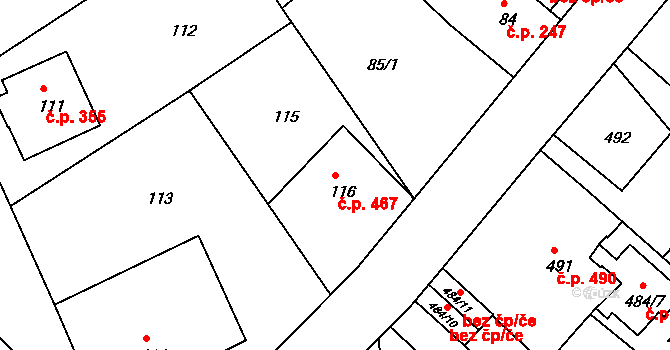 Liberec XIV-Ruprechtice 467, Liberec na parcele st. 116 v KÚ Ruprechtice, Katastrální mapa