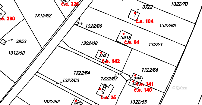 Pražské Předměstí 142, Hradec Králové na parcele st. 3749 v KÚ Pražské Předměstí, Katastrální mapa