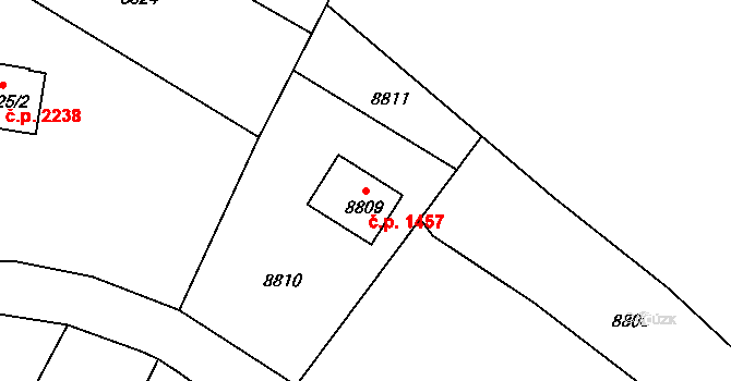 Vsetín 1457 na parcele st. 8809 v KÚ Vsetín, Katastrální mapa
