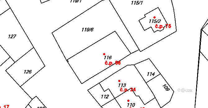 Heroltice 66, Jihlava na parcele st. 116 v KÚ Heroltice u Jihlavy, Katastrální mapa