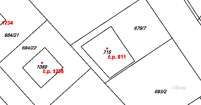 Hlubočinka 811, Sulice na parcele st. 715 v KÚ Sulice, Katastrální mapa