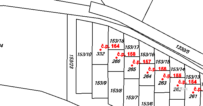 Malé Hradisko 164 na parcele st. 332 v KÚ Malé Hradisko, Katastrální mapa