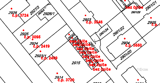 Chomutov 948 na parcele st. 2921 v KÚ Chomutov II, Katastrální mapa