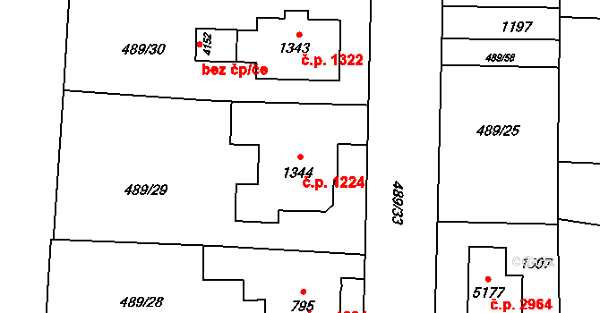 Vítkovice 1224, Ostrava na parcele st. 1344 v KÚ Zábřeh-VŽ, Katastrální mapa