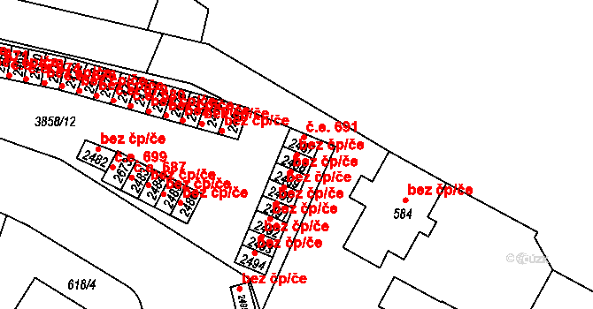 Rakovník 38612194 na parcele st. 2488 v KÚ Rakovník, Katastrální mapa