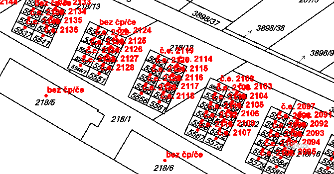 Řečkovice 2116, Brno na parcele st. 5559 v KÚ Řečkovice, Katastrální mapa