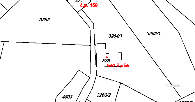 Valašská Bystřice 39555194 na parcele st. 526 v KÚ Valašská Bystřice, Katastrální mapa