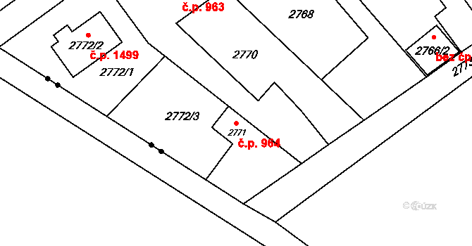 Prostřední Suchá 964, Havířov na parcele st. 2771 v KÚ Prostřední Suchá, Katastrální mapa