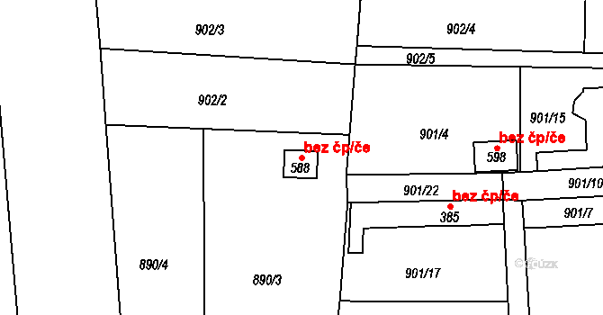 Broumov 42146194 na parcele st. 588 v KÚ Velká Ves u Broumova, Katastrální mapa