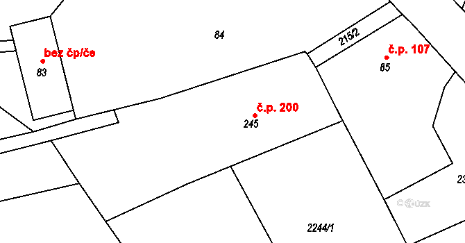 Klokočov 200, Vítkov na parcele st. 245 v KÚ Klokočov u Vítkova, Katastrální mapa