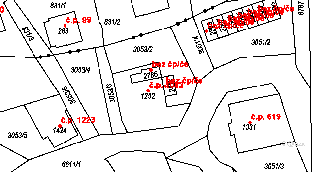 Kraslice 44345194 na parcele st. 2412 v KÚ Kraslice, Katastrální mapa
