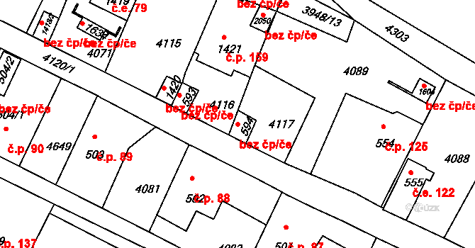 Týnec nad Sázavou 45462194 na parcele st. 594 v KÚ Týnec nad Sázavou, Katastrální mapa