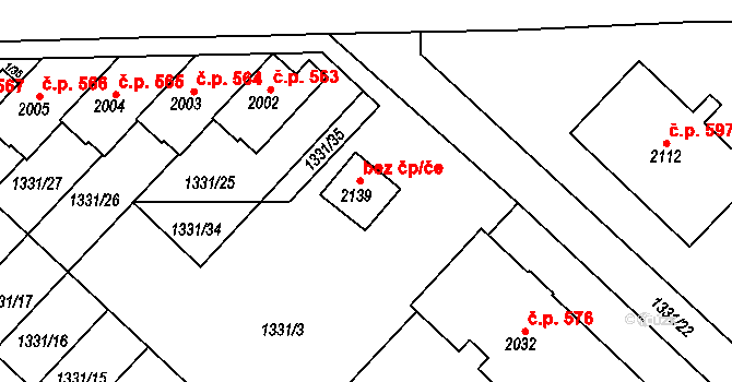 Telč 45844194 na parcele st. 2139 v KÚ Telč, Katastrální mapa