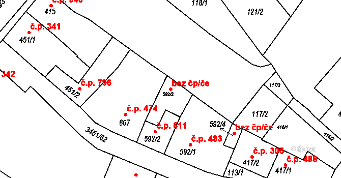 Lysá nad Labem 46434194 na parcele st. 592/3 v KÚ Lysá nad Labem, Katastrální mapa