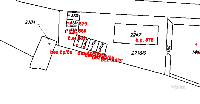 Žatec 47134194 na parcele st. 2424 v KÚ Žatec, Katastrální mapa