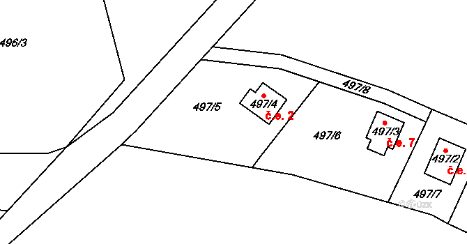 Jenichov 2, Střemy na parcele st. 497/4 v KÚ Jenichov, Katastrální mapa