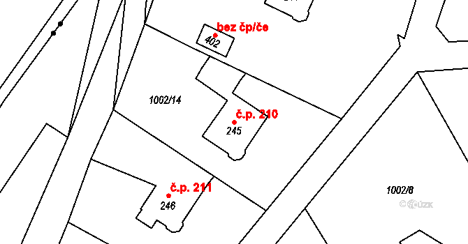 Velká Ves 210, Broumov na parcele st. 245 v KÚ Velká Ves u Broumova, Katastrální mapa