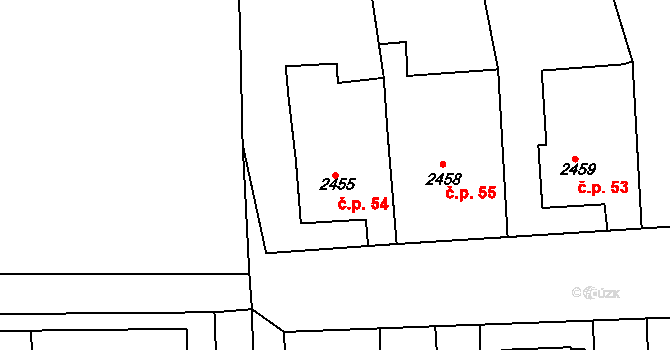 Cihelny 54, Jaroměř na parcele st. 2455 v KÚ Jaroměř, Katastrální mapa