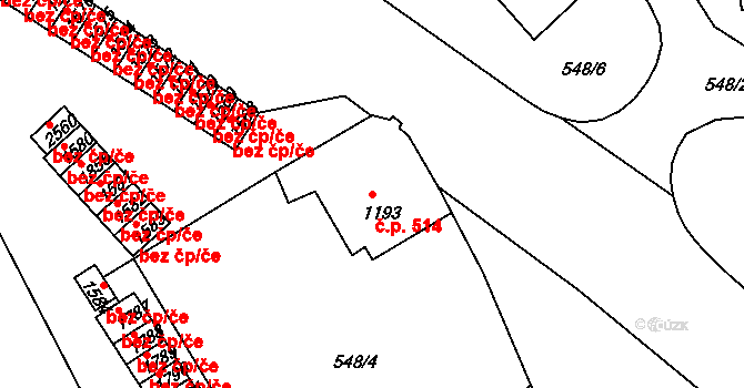 Horní Brána 514, Český Krumlov na parcele st. 1193 v KÚ Český Krumlov, Katastrální mapa