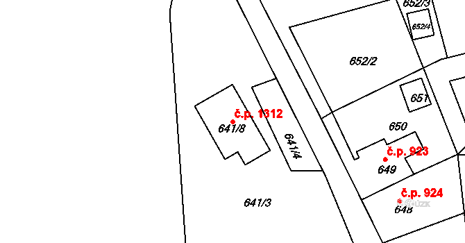 Vejprty 1312 na parcele st. 641/8 v KÚ Vejprty, Katastrální mapa