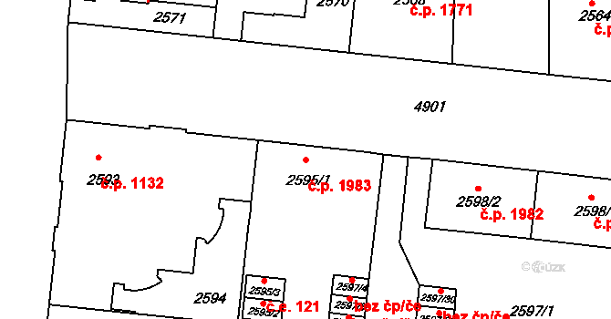 Louny 1983 na parcele st. 2595/1 v KÚ Louny, Katastrální mapa