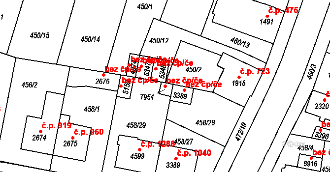 Třebíč 92338194 na parcele st. 7954 v KÚ Třebíč, Katastrální mapa