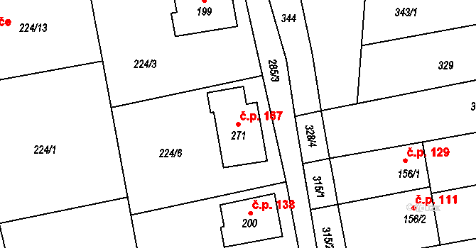 Milenov 167 na parcele st. 271 v KÚ Milenov, Katastrální mapa