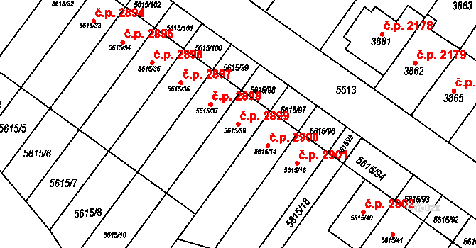 Znojmo 2899 na parcele st. 5615/38 v KÚ Znojmo-město, Katastrální mapa