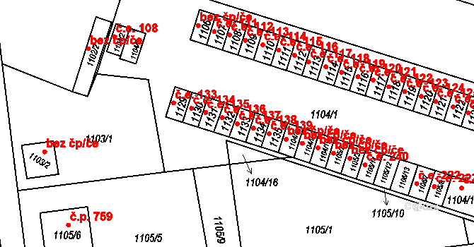 Hrádek nad Nisou 137 na parcele st. 1133 v KÚ Hrádek nad Nisou, Katastrální mapa