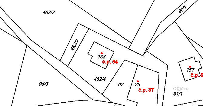 Olešnice 64 na parcele st. 138 v KÚ Olešnice u Turnova, Katastrální mapa