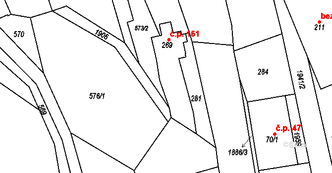 Stružinec 161 na parcele st. 269 v KÚ Stružinec u Lomnice nad Popelkou, Katastrální mapa