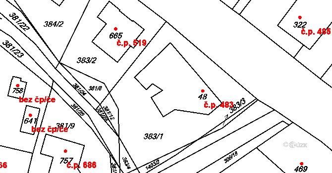 Hutisko 483, Hutisko-Solanec na parcele st. 48 v KÚ Hutisko, Katastrální mapa