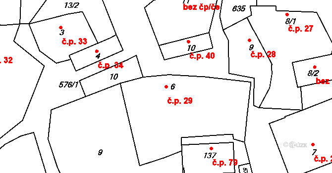 Bubovice 29, Volenice na parcele st. 6 v KÚ Bubovice u Březnice, Katastrální mapa