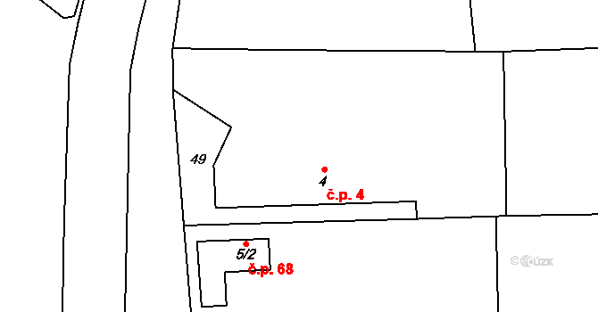 Svídnice 4, Dymokury na parcele st. 4 v KÚ Svídnice u Dymokur, Katastrální mapa