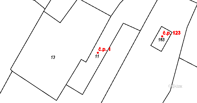 Olešnice 1 na parcele st. 11 v KÚ Olešnice nad Cidlinou, Katastrální mapa