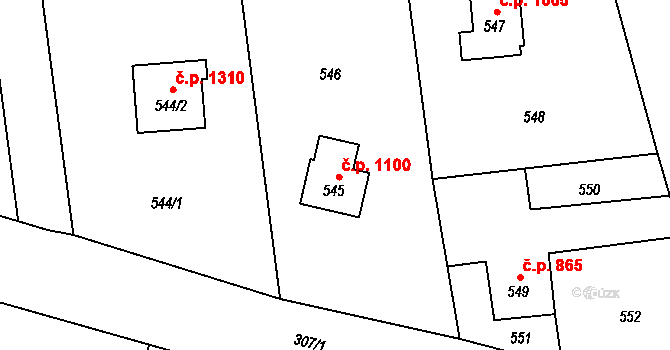 Šenov 1100 na parcele st. 545 v KÚ Šenov u Ostravy, Katastrální mapa