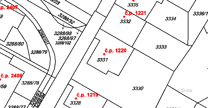 Místek 1220, Frýdek-Místek na parcele st. 3331 v KÚ Místek, Katastrální mapa