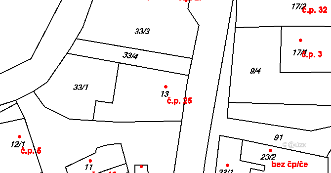 Víska 25, Litovel na parcele st. 13 v KÚ Víska u Litovle, Katastrální mapa