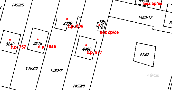 Plzeňské Předměstí 977, Rokycany na parcele st. 4488 v KÚ Rokycany, Katastrální mapa
