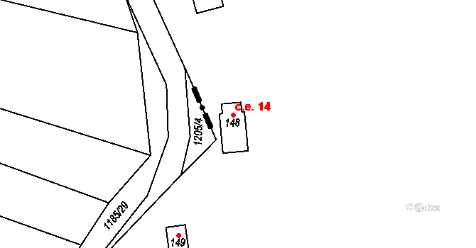 Bor 14, Suchdol nad Lužnicí na parcele st. 148 v KÚ Bor, Katastrální mapa