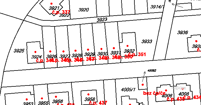Záběhlice 349, Praha na parcele st. 3930 v KÚ Záběhlice, Katastrální mapa